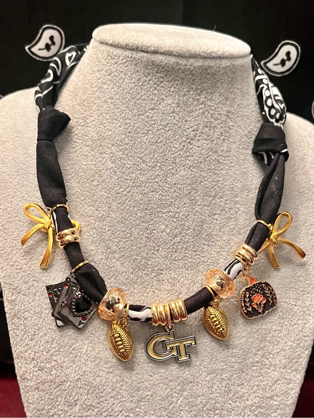 Georgia Tech Yellow Jacket Bandana Charm Necklace, 29” - Picture 2 of 6